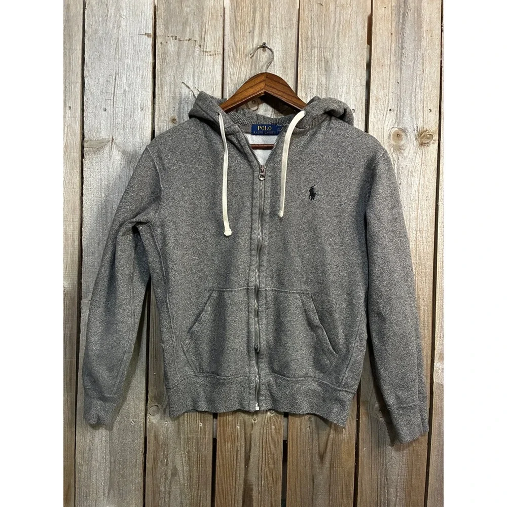 Polo Ralph Lauren Mens Full Zip Hoodie Heather Grey Fleece Sweatshirt
